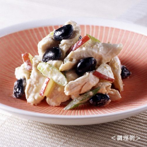 黒豆水煮・リンゴ・ささみ・セロリのお手軽サラダ